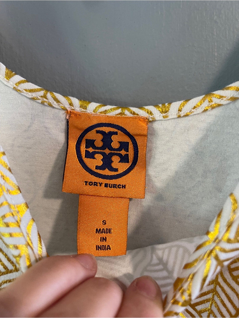 Tory Burch White & Gold Metallic leaf print tank Size S - Picture 3 of 7